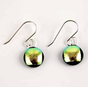 DCE-54 Green gold dichroic earrings DCE-54 Green gold dichroic earrings
