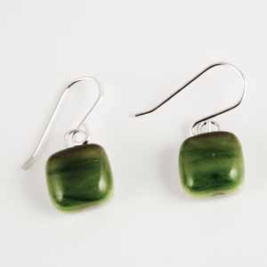DCE-56 Streaky green art glass earrings DCE-56 Streaky green art glass earrings