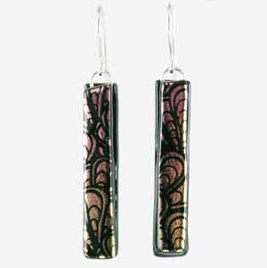 DCE-61 gold pink dichroic earrings DCE-61 gold pink dichroic earrings