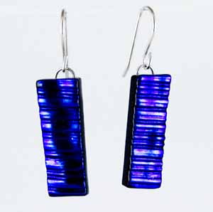 DCE-64 Blue textured dichroic earrings DCE-64 Blue textured dichroic earrings