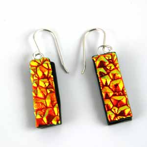 DCE-65 Gold orange dichroic earrings DCE-65 Gold orange dichroic earrings