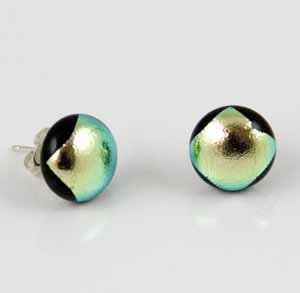 DER-14 Green gold dichroic earrings DER-14 Green gold dichroic earrings