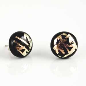 DER-29 Gold black dichroic earrings DER-29 Gold black dichroic earrings
