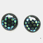 Black/Green spotted dichroic stud earrings