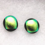 Green/Black dichroic stud earrings