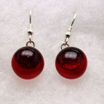 Red glass hook earrings