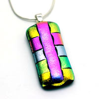 Multi coloured dichroic glass pendant