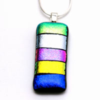 Multi coloured dichroic glass pendant