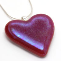 irridised red dichroic glass heart pendant