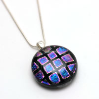 Small round dichroic glass pendant