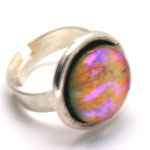 Heavy silver ring orange/purple colours