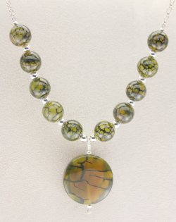 Fire agate necklace designed and made by Gracie Mae
