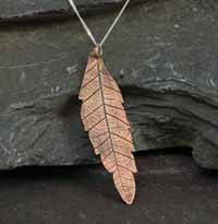 Handmade copper leaf pendant from Gracie Mae jewellery