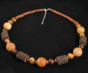 AGATE AND LAVA STONE NECKLACE