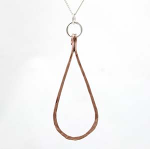  Hammered effect copper teardrop pendant 