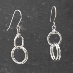 Siver double drop circle earrings