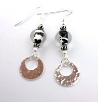 Silver foil beads with hammered silver discs and silver bead spacers