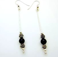 6mm Onyx beads and sterling silver drop earrings from Gracie Mae