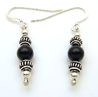 6mm Onyx beads and sterling silver short drop earrings from Gracie Mae