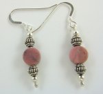 Earrings rhodonite discs with fancy silver beads on silver wire from Gracie Mae